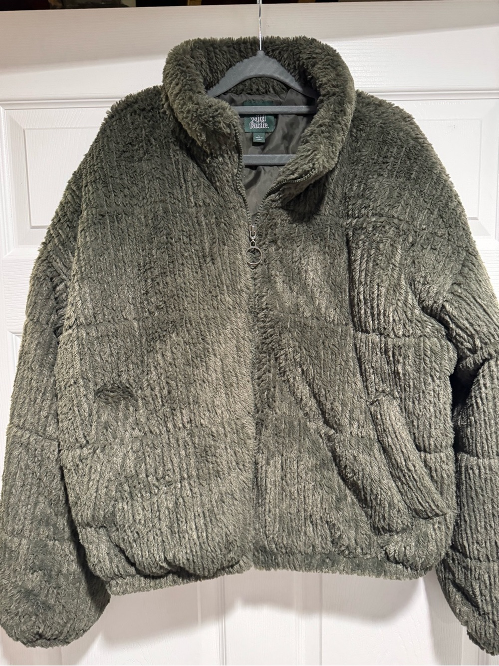 wild fable Olive Green Plush Zip-Up Jacket